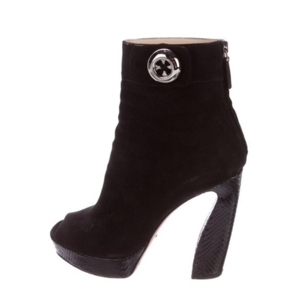 Prada Peep-Top Platform Ankle Boots - Picture 3 of 5